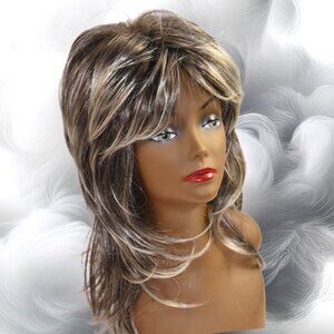Hivision 100% Synthetic Long Two Tone Gray Layered Wig